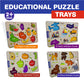 Close-up of SkilloToys wooden educational board with number and shape pegs for toddlers