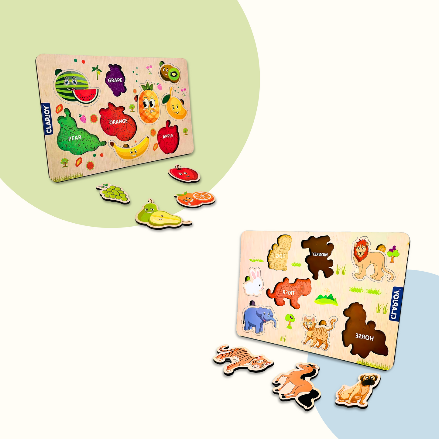 Close-up of the smooth, non-toxic finish on SkilloToys wooden puzzle pieces