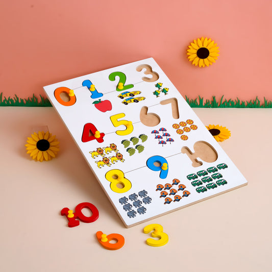 Buy Wooden Picture Educational Board for Kids - Numbers Puzzle - SkilloToys.com