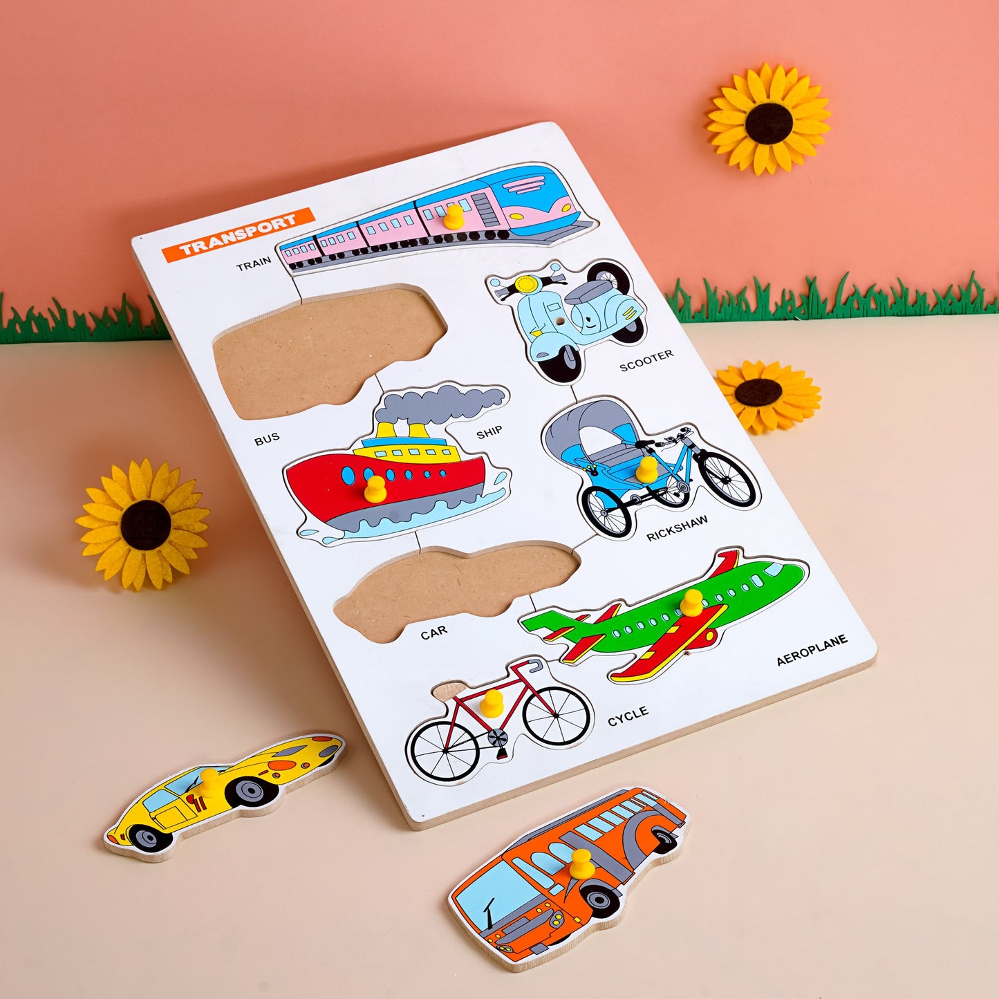 Buy Wooden Picture Educational Board for Kids - Transport Puzzle - SkilloToys.com