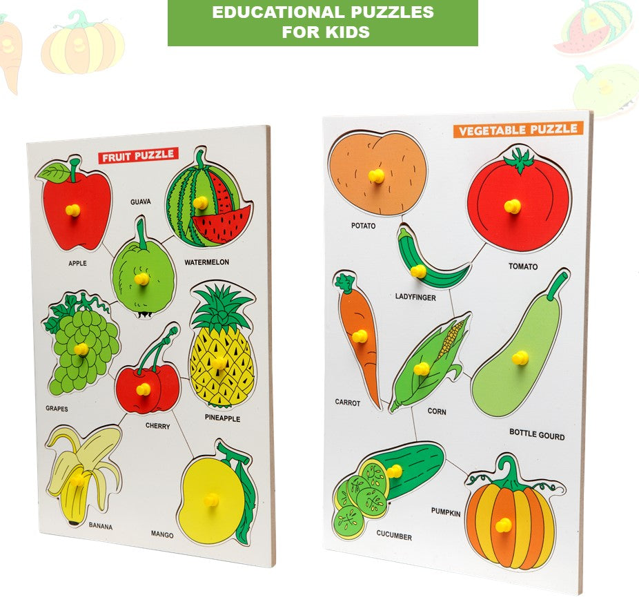 Buy Wooden Vegetable Puzzle & Fruits Puzzle Board (Combo of 2) - SkilloToys.com