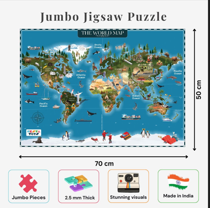 World Map Jigsaw Puzzle  - (108 Jumbo Pieces)