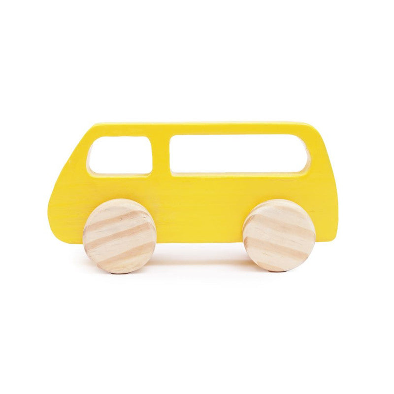 Wooden Yellow Large Push Toy Van
