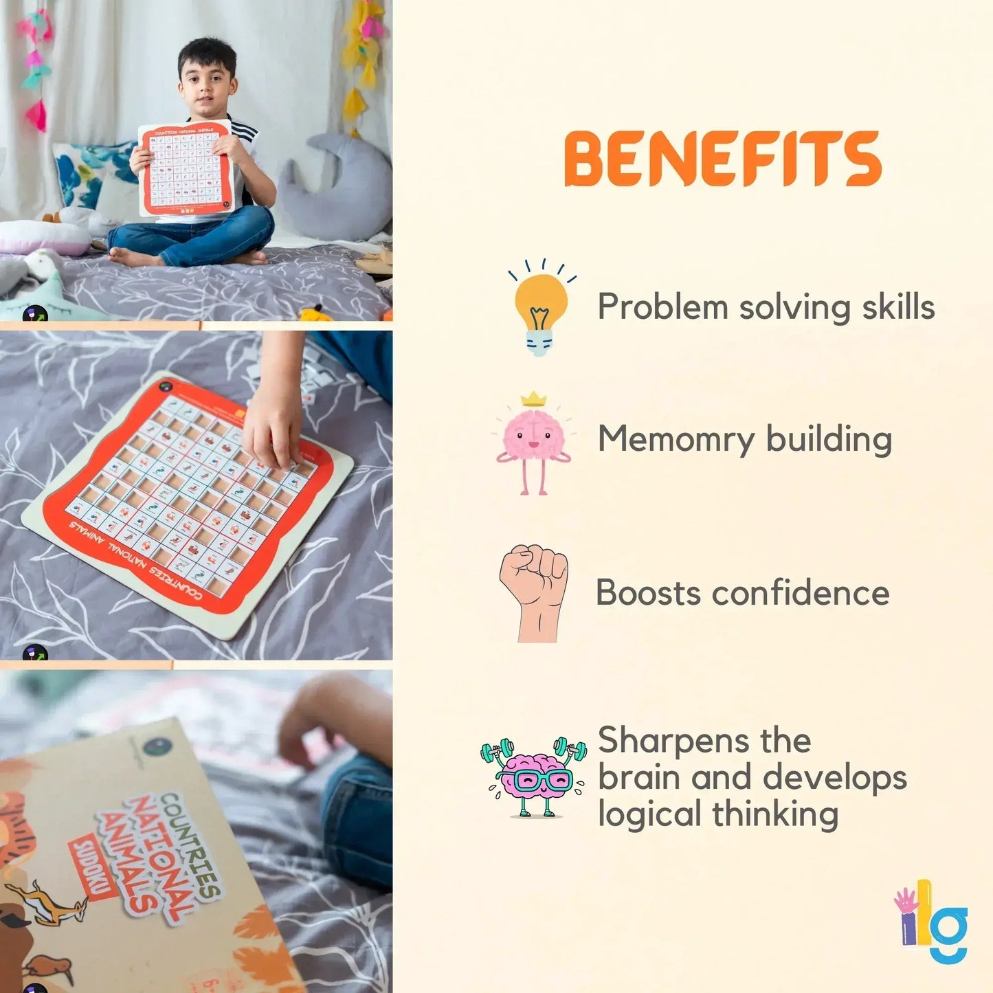 countries national animal sudoku kids logic puzzle - product view 3