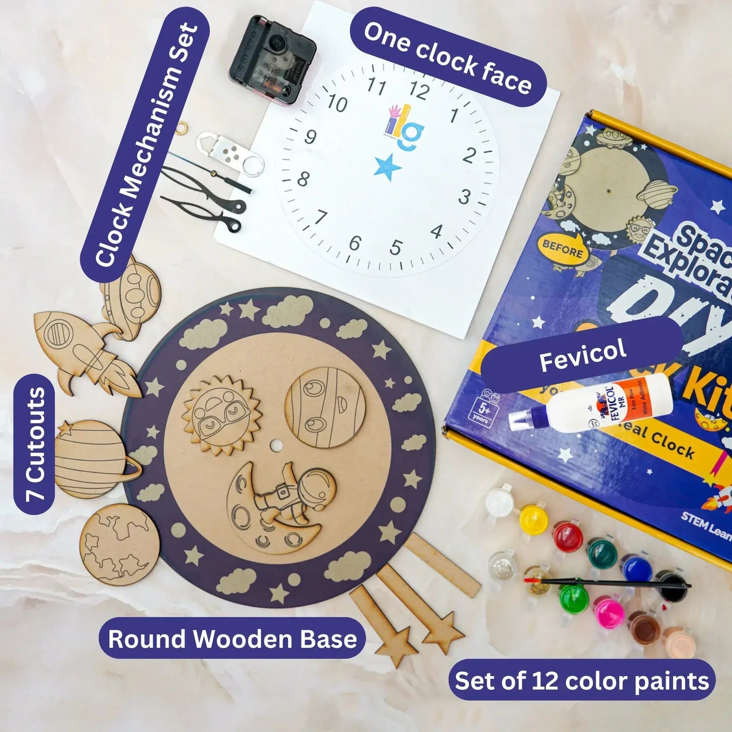 diy wall clock making kit for kids - product view 10