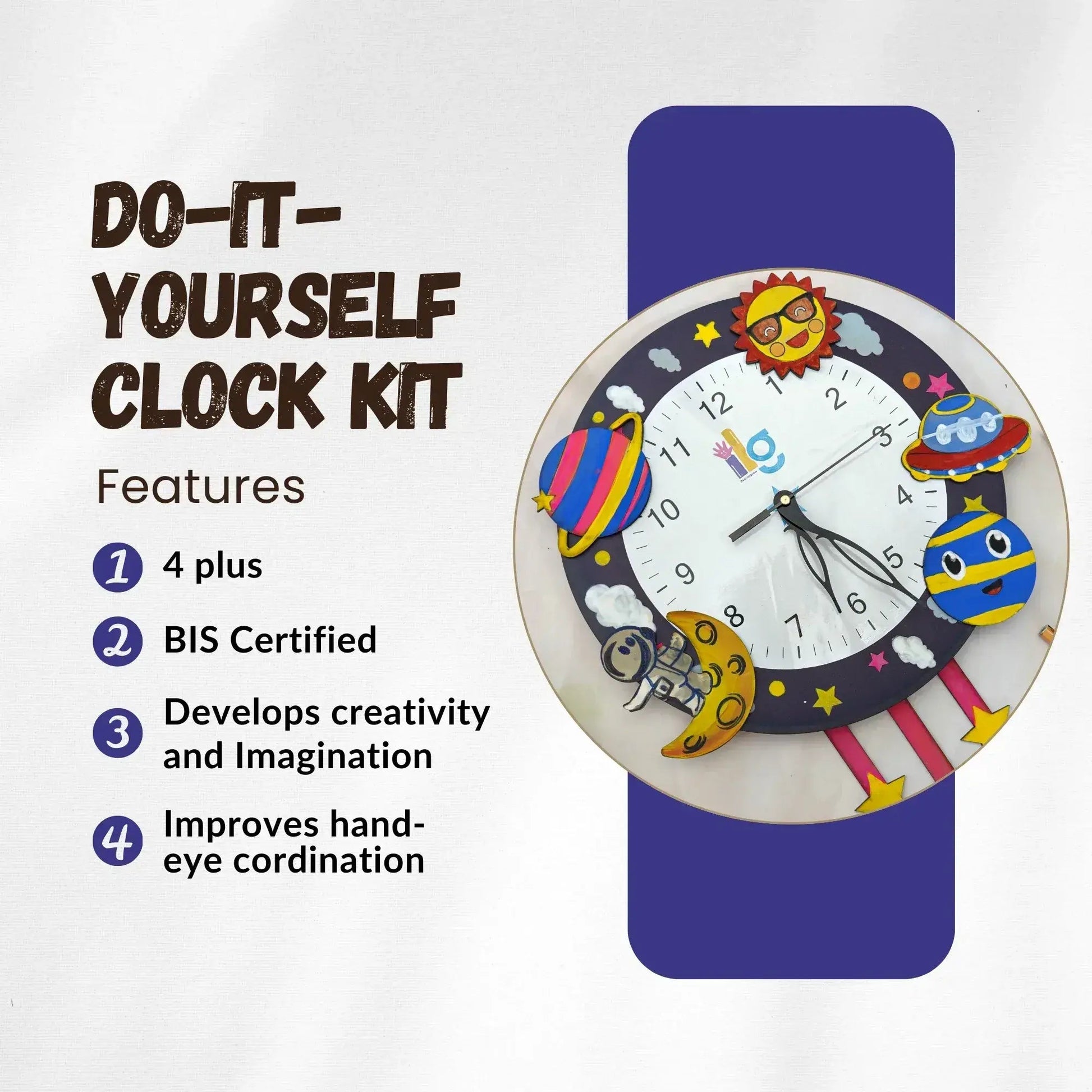diy wall clock making kit for kids - product view 11