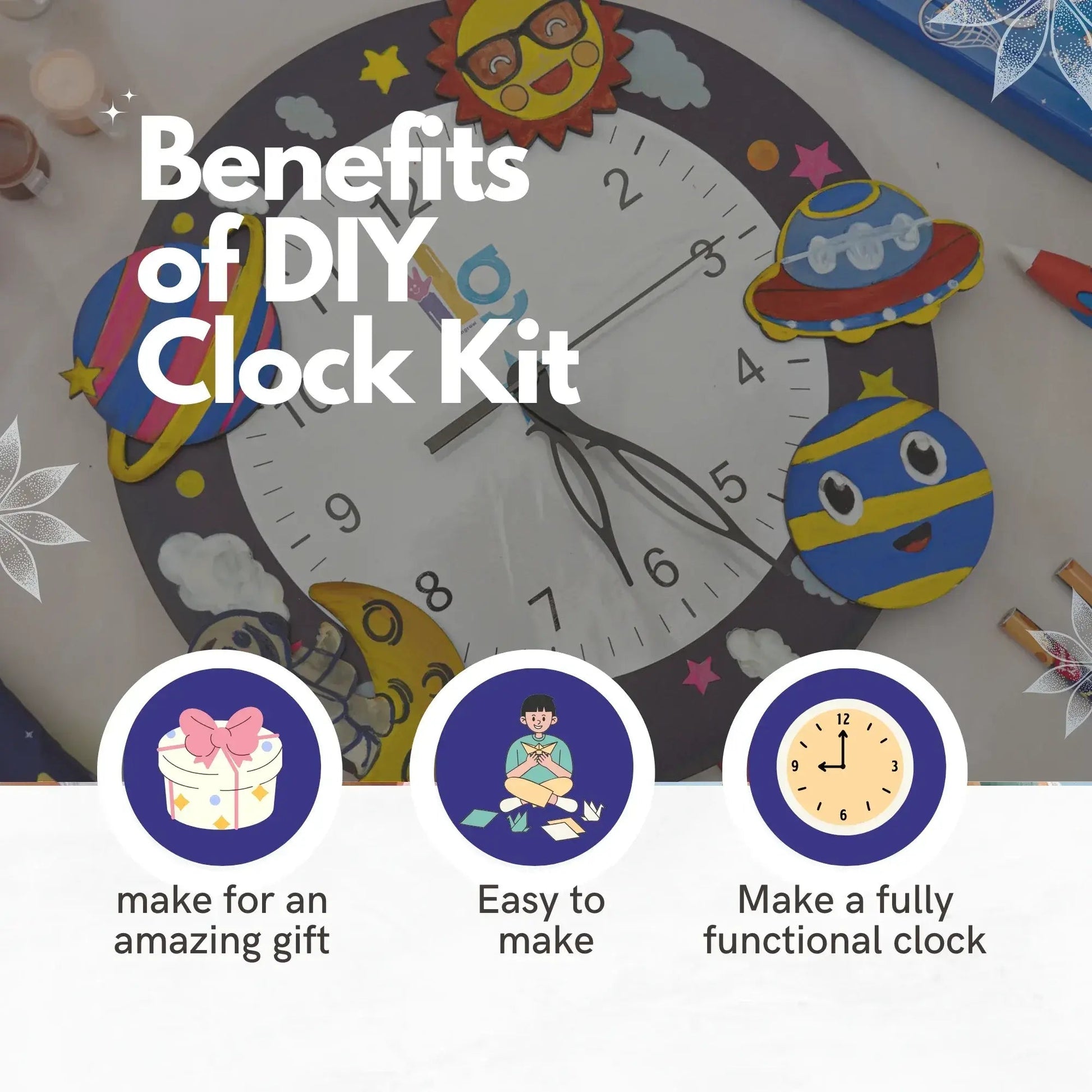 diy wall clock making kit for kids - product view 13