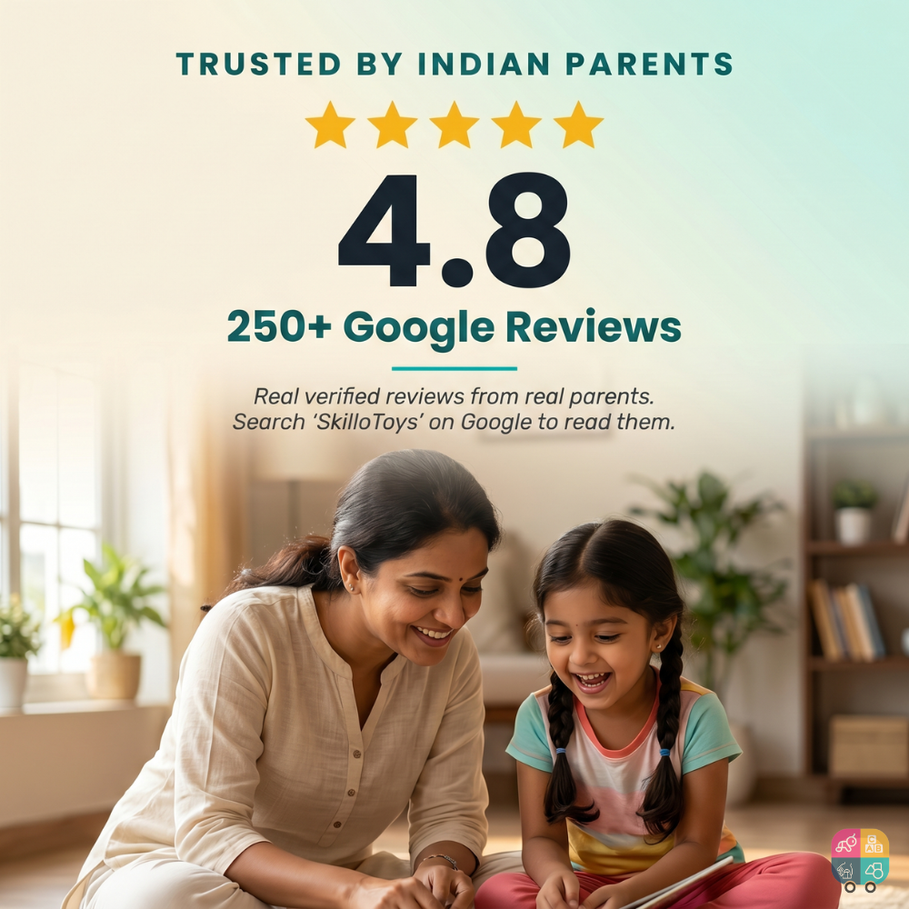 SkilloToys trusted by Indian parents — 4.8 star rating from 286+ verified Google reviews of our curated educational toys