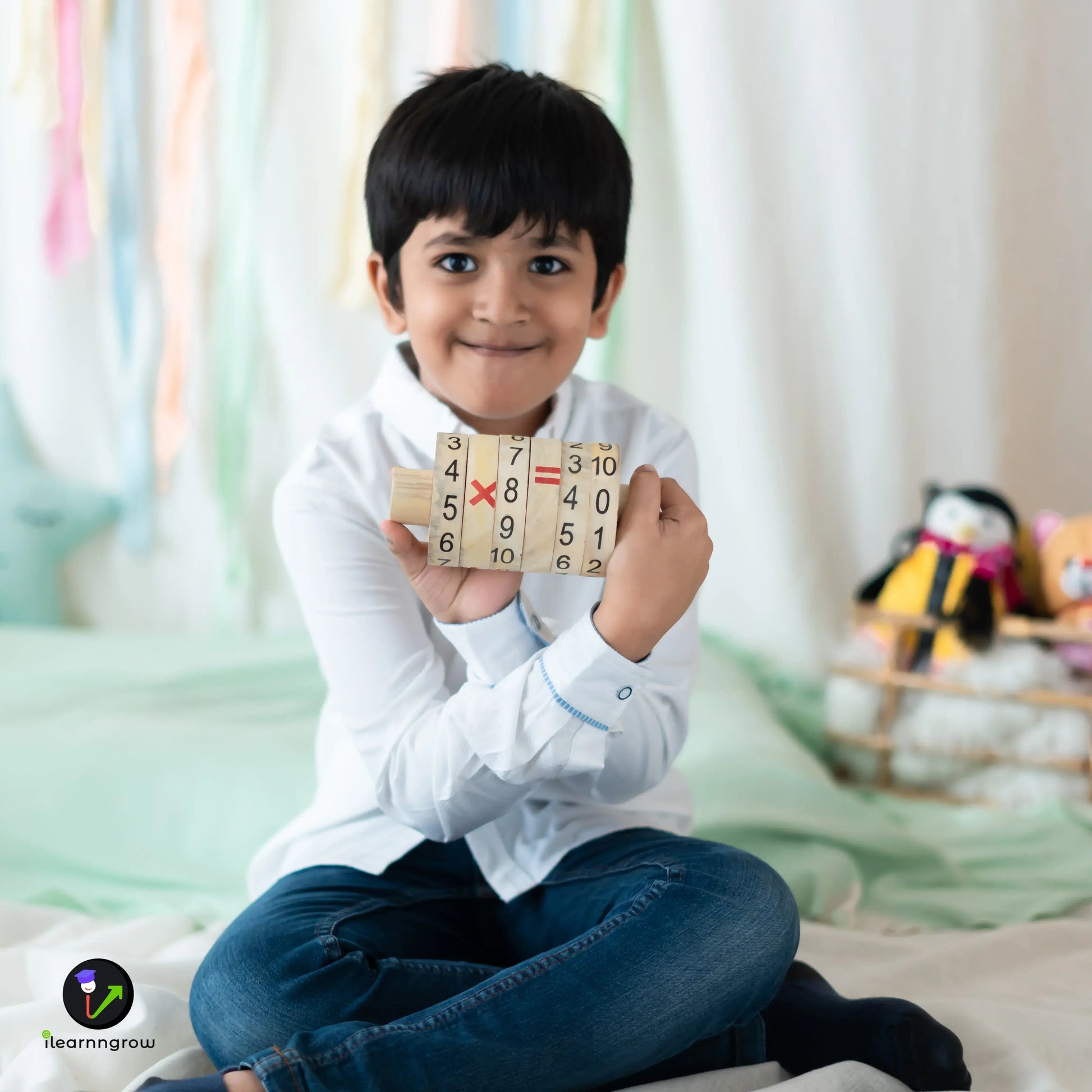 maths calculator for kids interactive wooden learning tool - product view 3