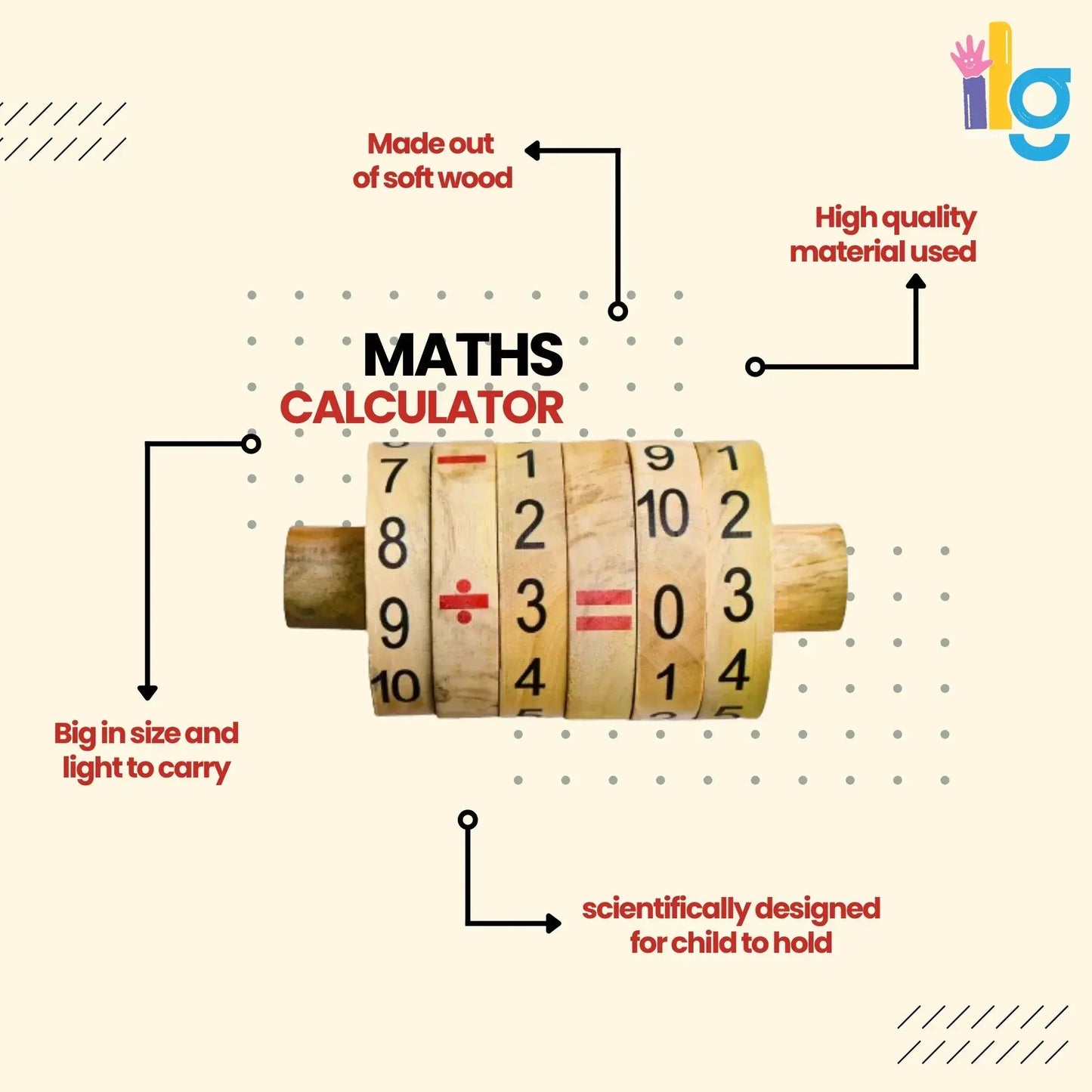 maths calculator for kids interactive wooden learning tool - product view 6