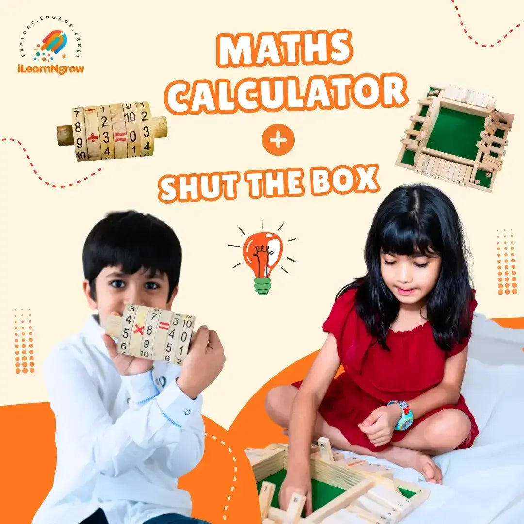 Maths Calculator and Shut The Box Game Combo for Kids - Mental Maths Learning Set