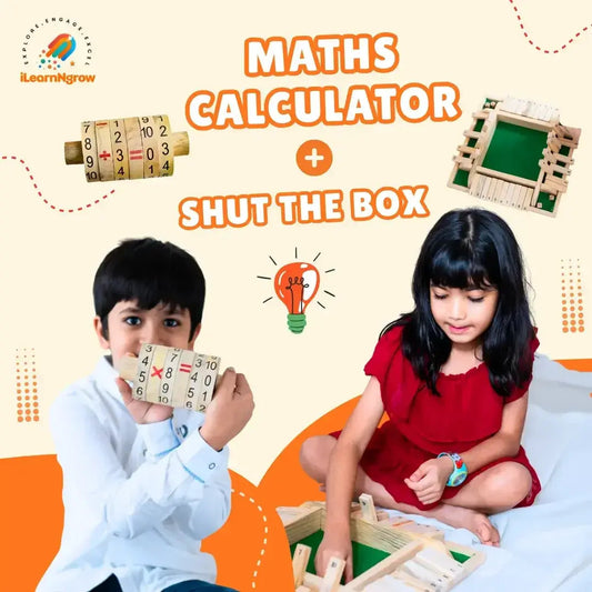 Maths Calculator and Shut The Box Game Combo for Kids - Mental Maths Learning Set