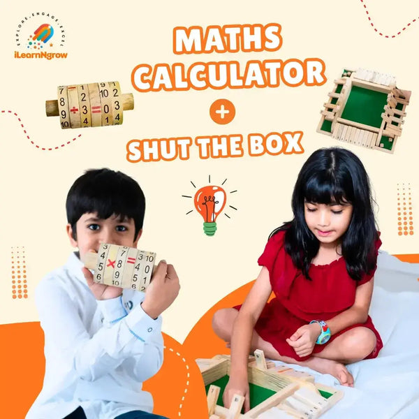 Maths Calculator and Shut The Box Game Combo for Kids - Mental Maths Learning Set