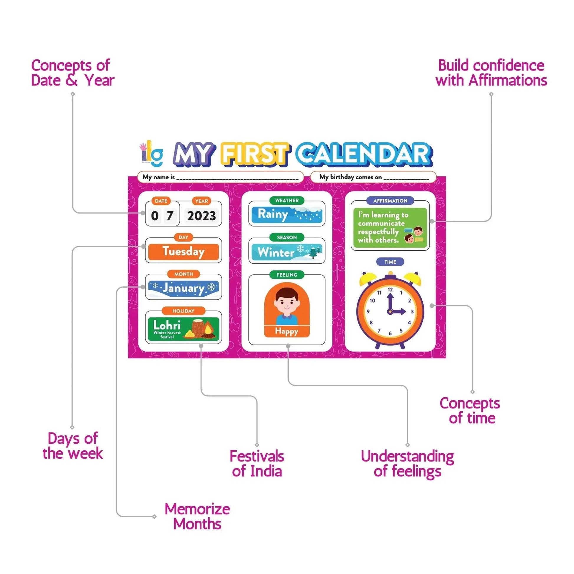 my first home calendar kids time management - product view 2