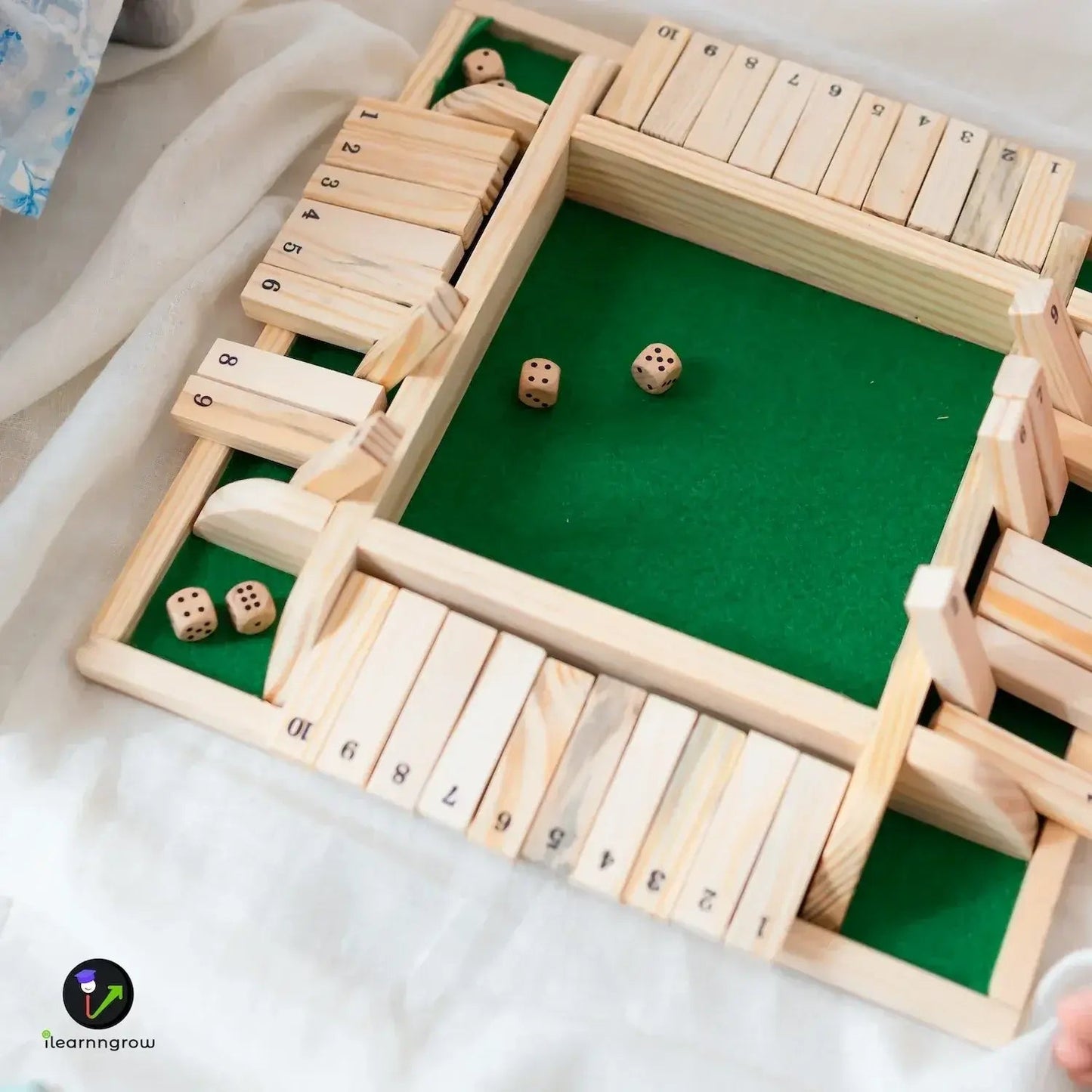 shut the box wooden dice game math strategy - product view 10