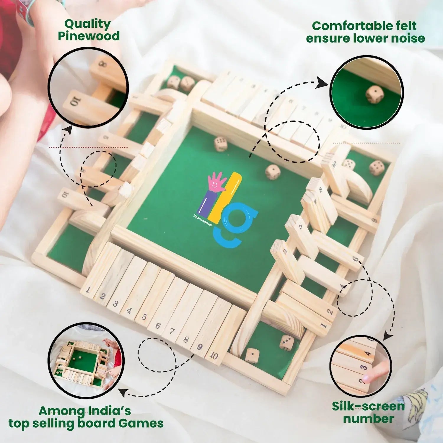 shut the box wooden dice game math strategy - product view 18