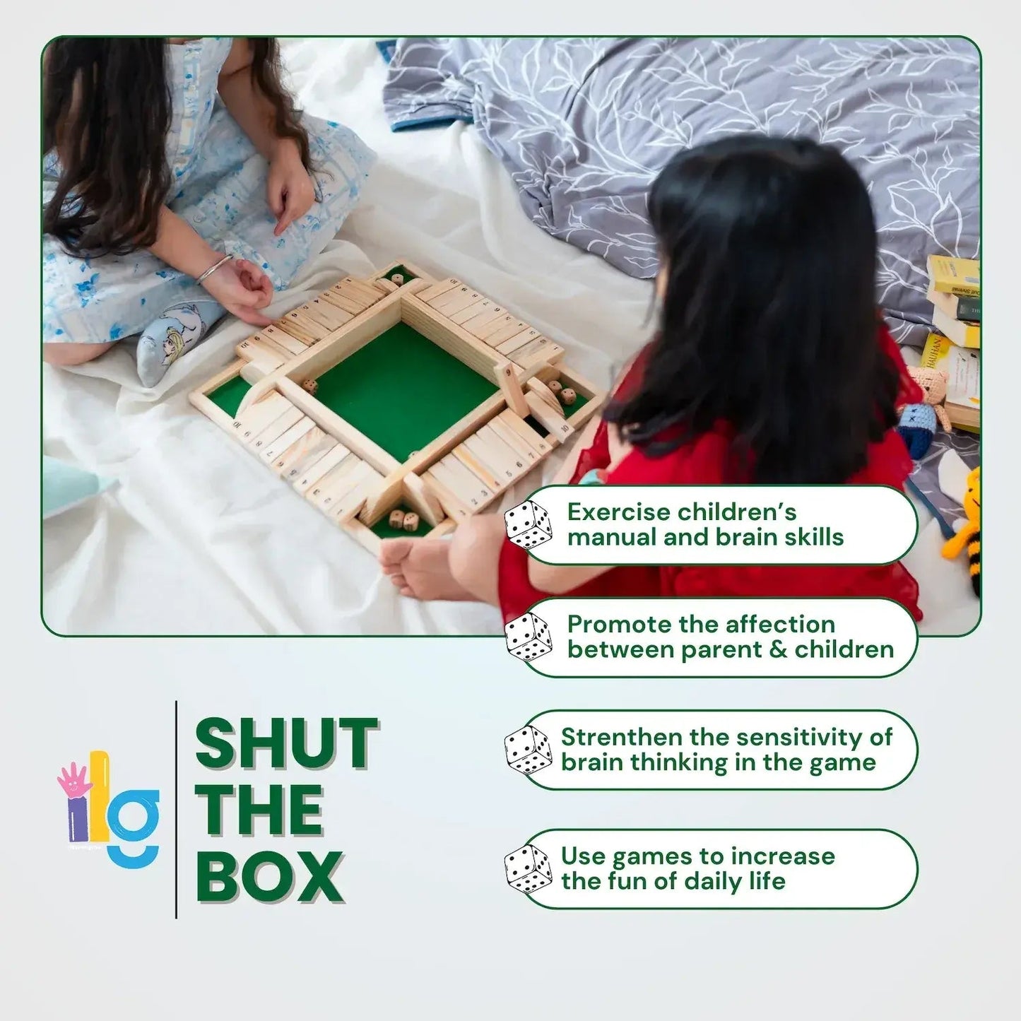 shut the box wooden dice game math strategy - product view 19