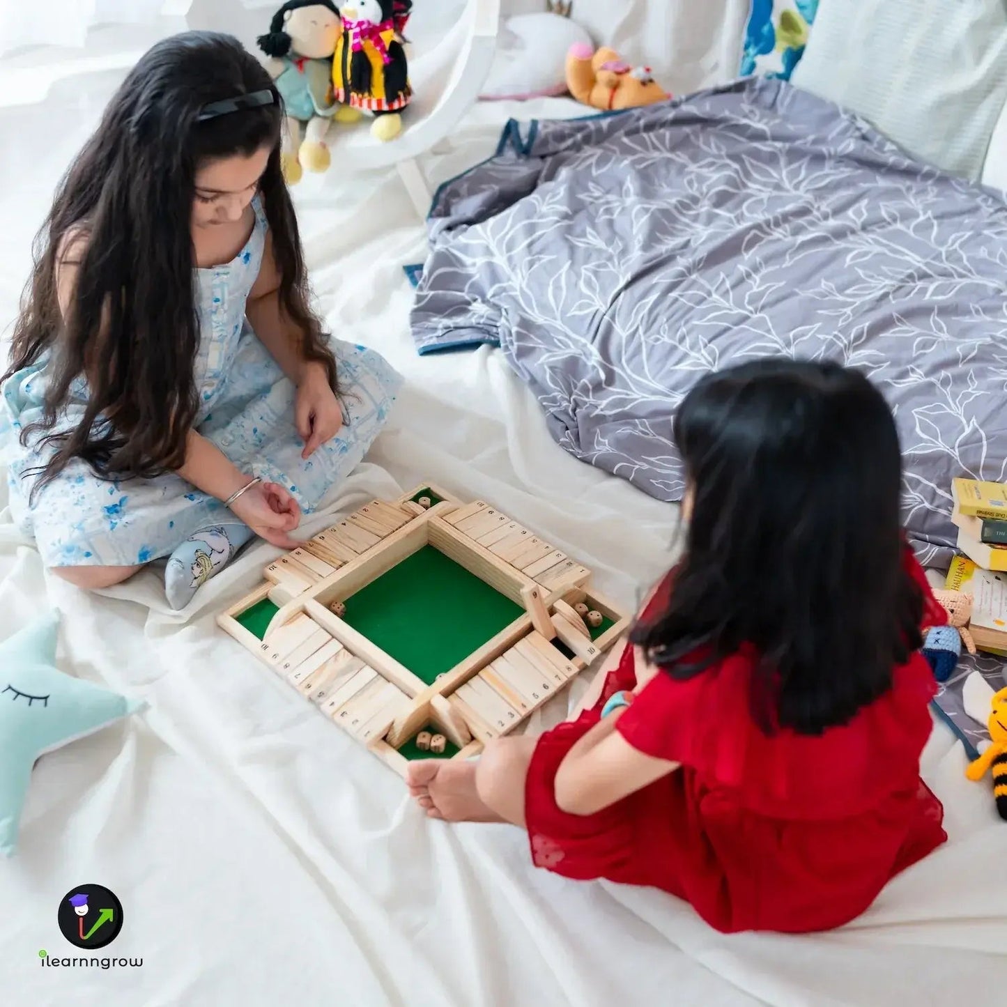 shut the box wooden dice game math strategy - product view 2