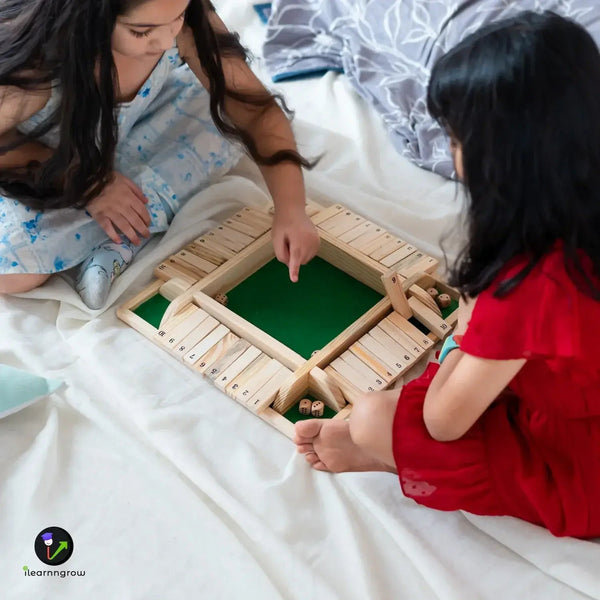 shut the box wooden dice game math strategy - main product image