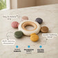 Sensory teether for babies with six textured silicone shapes and a removable wooden ring