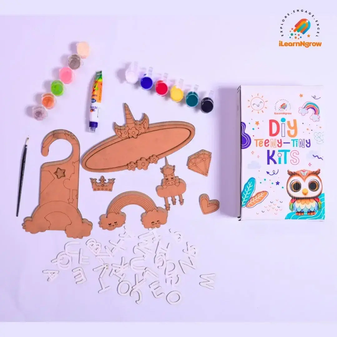 unicorn craft bundle painting kit door name plate - product view 3