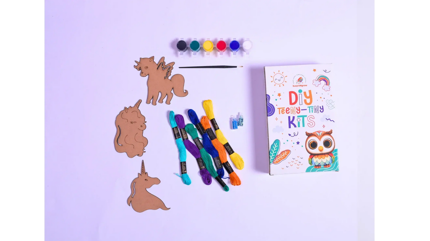 unicorn diy thread craft kit kids painting glitter - product view 4