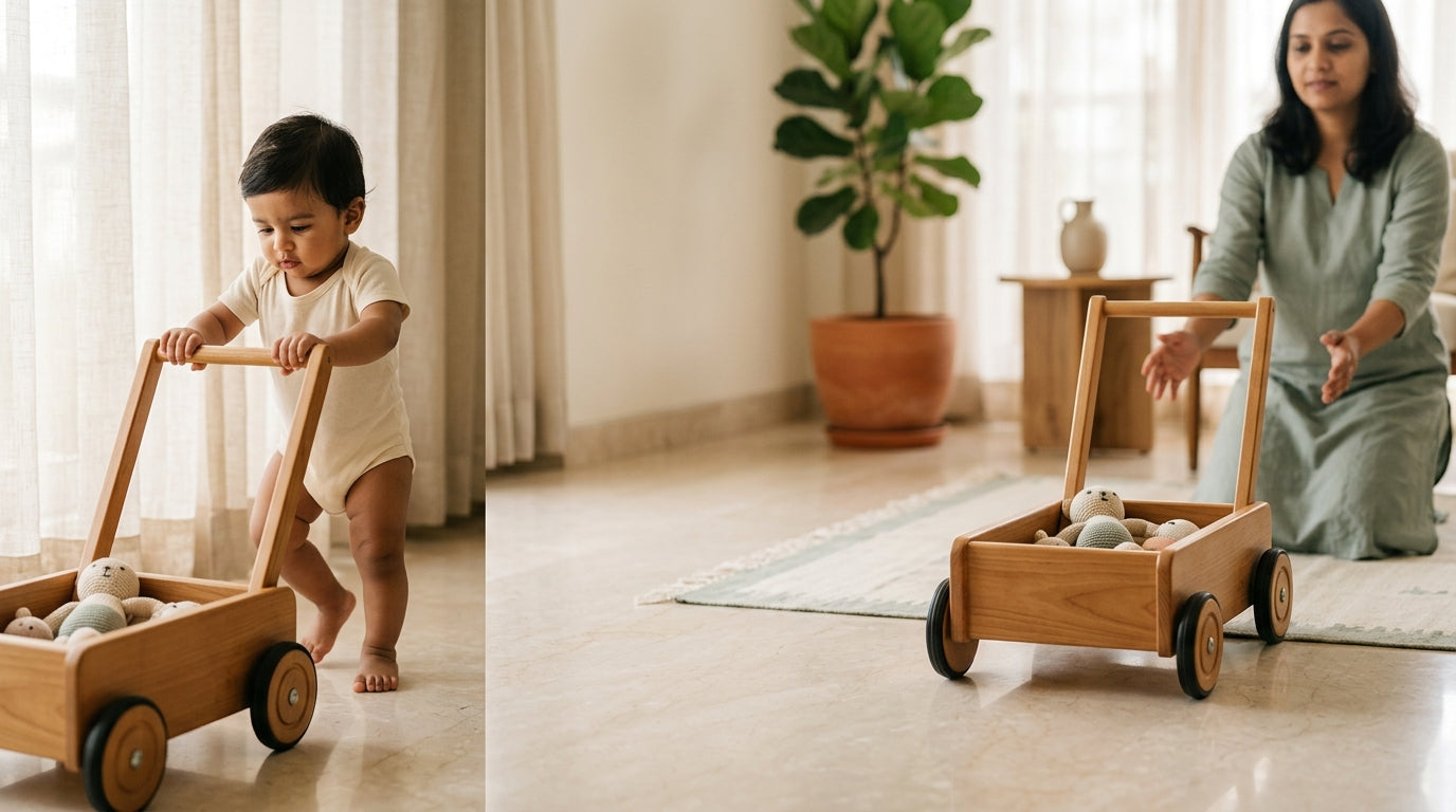 Wooden Push Cart & Wagon