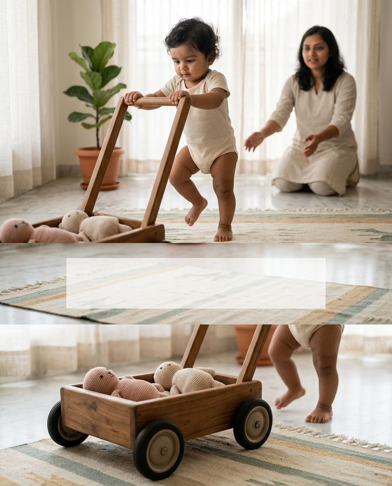 Wooden Push Cart & Wagon