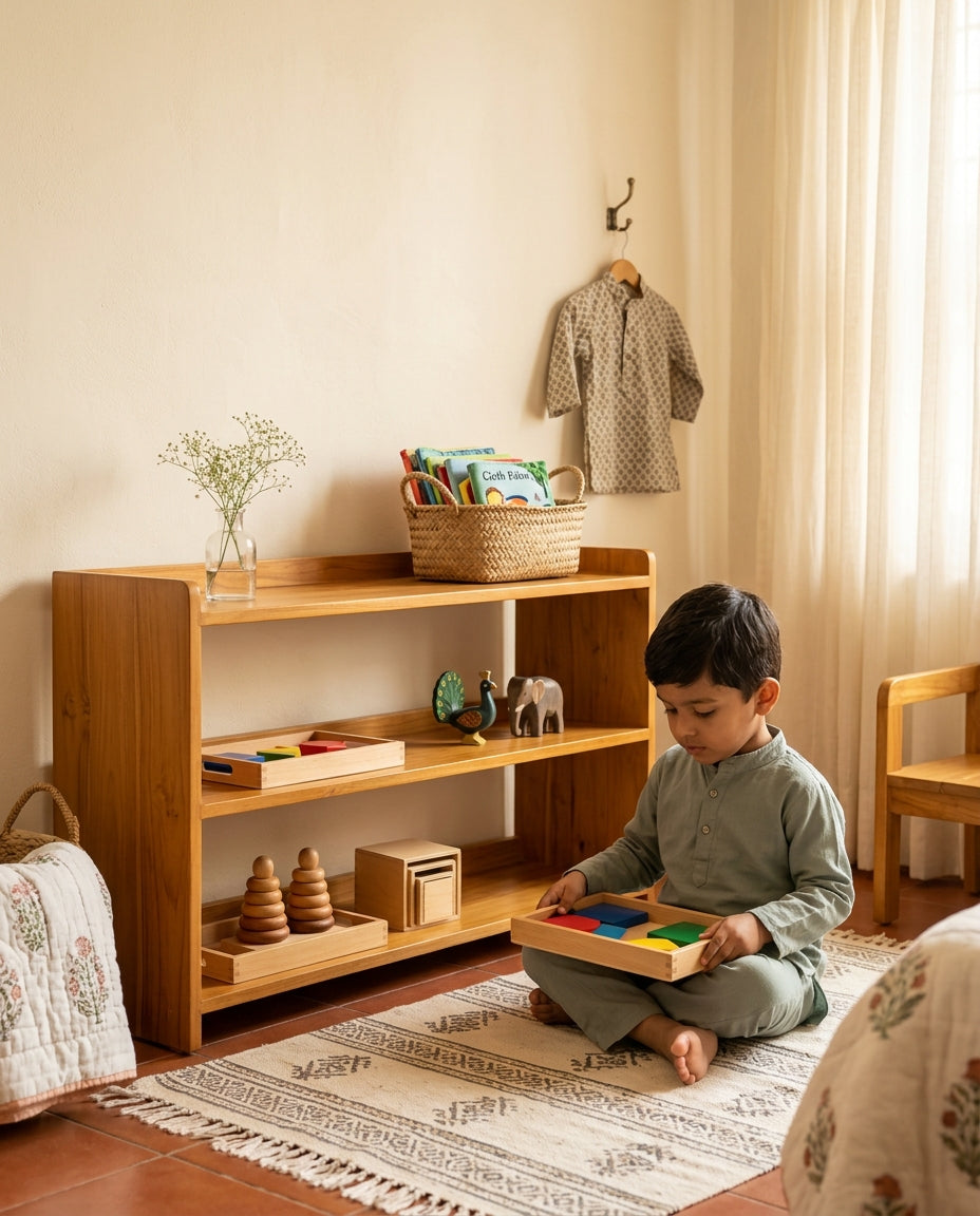Wooden Shelf & Storage Cabinet for Books & Toys