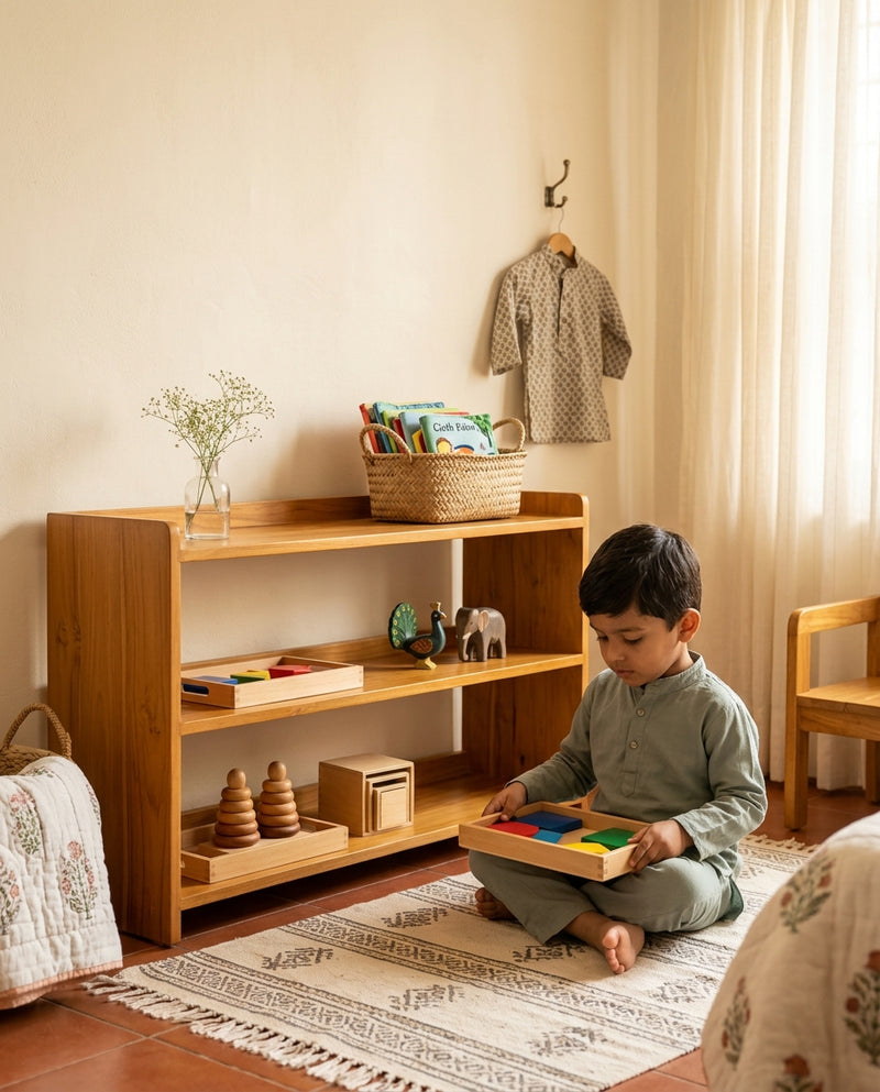 Wooden Shelf & Storage Cabinet for Books & Toys