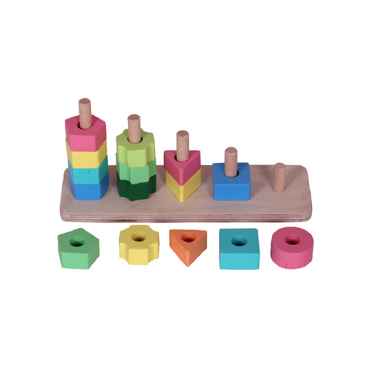 3 in 1 Wooden Shape Sorter Stacker