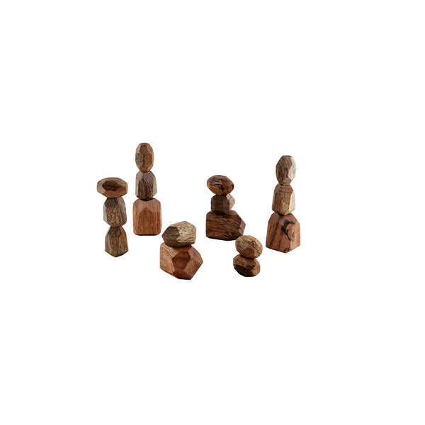 Casa Bambini Tumi Ishi Wooden Stacking Stones: 16 multicoloured balance stones for calm open-ended play, ages 3+