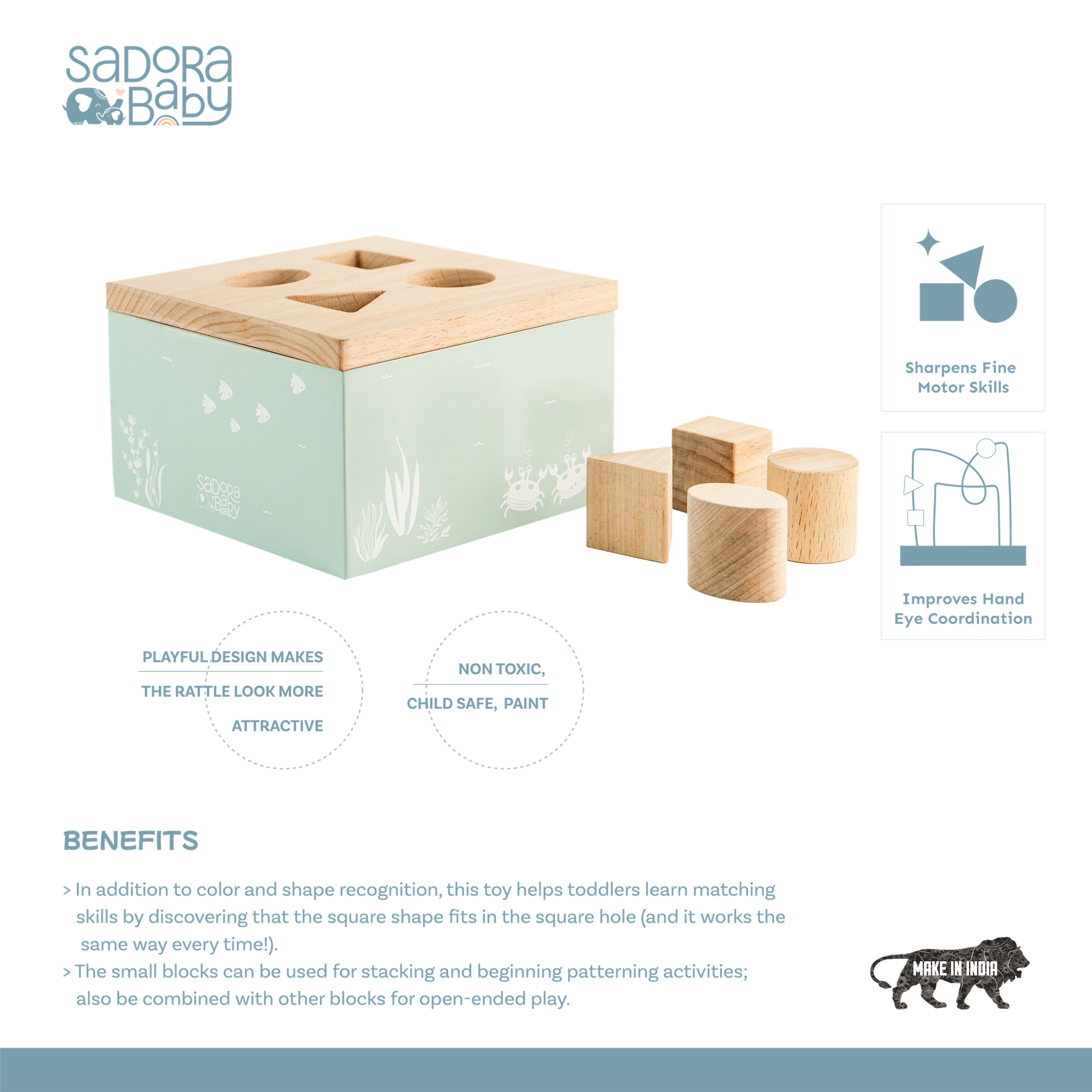 Buy Wooden Shape Sorter Toy Box Online - SkilloToys.com