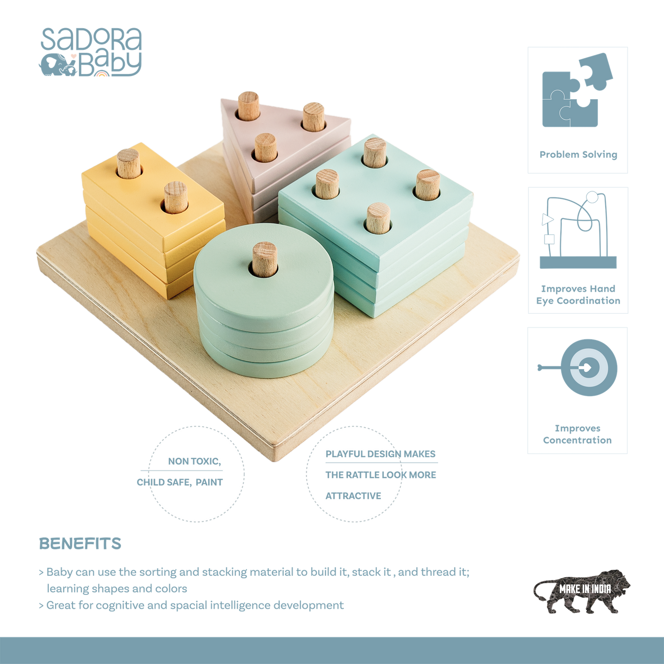 Buy Wooden Shapes Sorting & Stacking Blocks Online