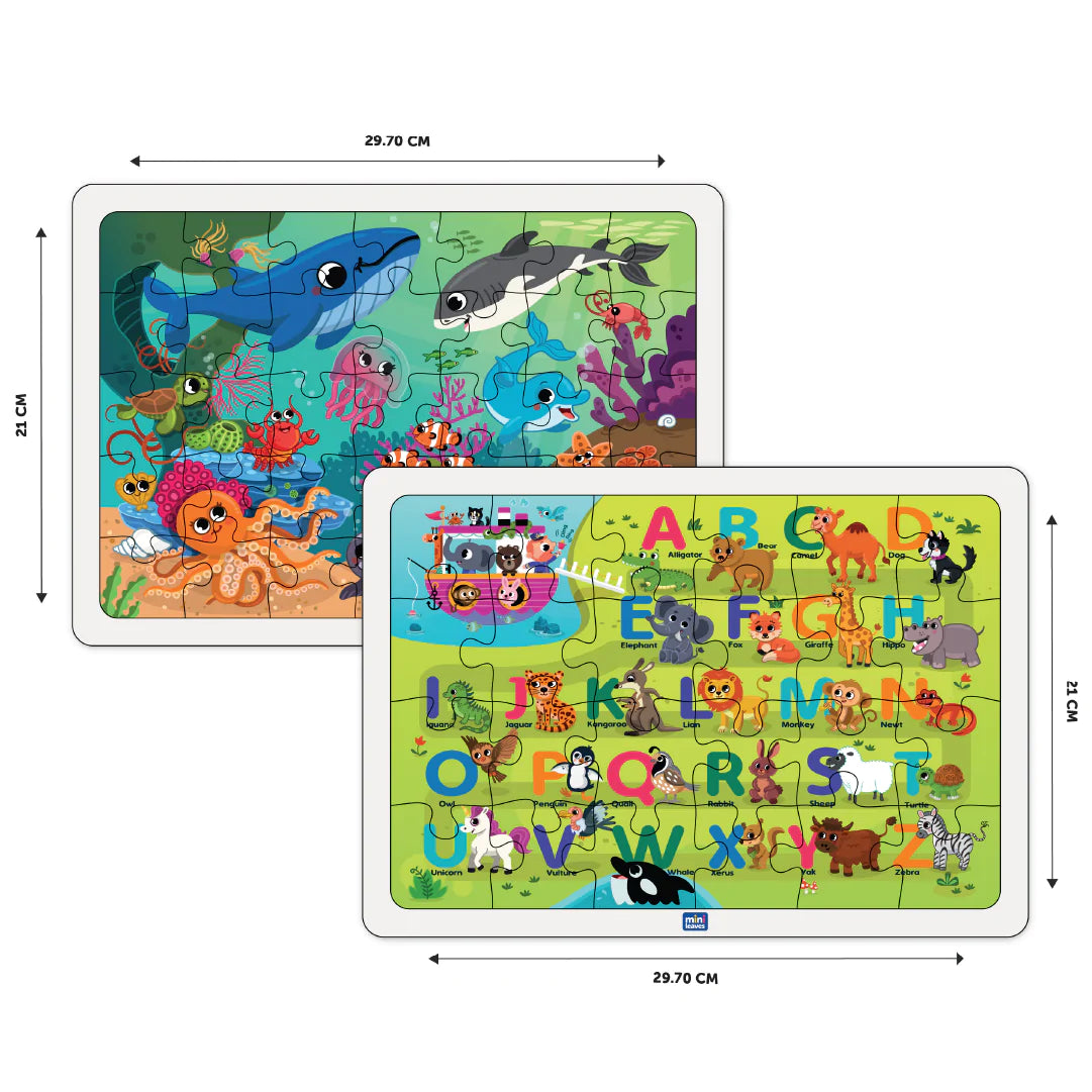 Buy 2 In 1 Ocean And Alphabet Wooden Puuzle - SkilloToys.com