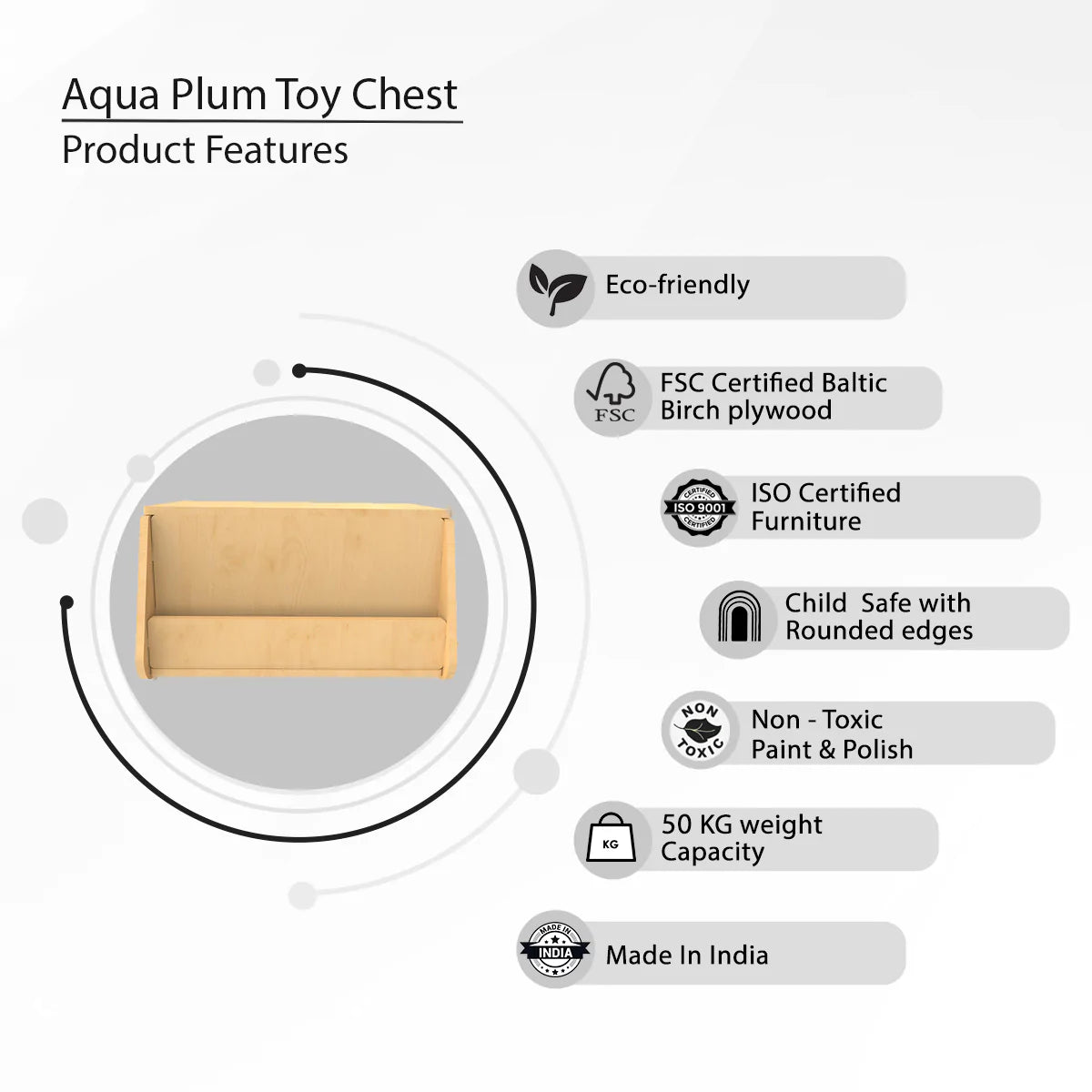 Buy Aqua Plum Toy Chest - Storage Box - Natural - Features - SkilloToys.com
