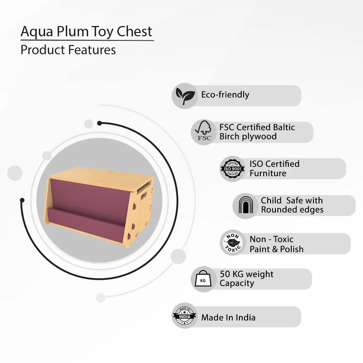 Buy Aqua Plum Toy Chest - Storage Box - Pink - Dimensions - SkilloToys.com