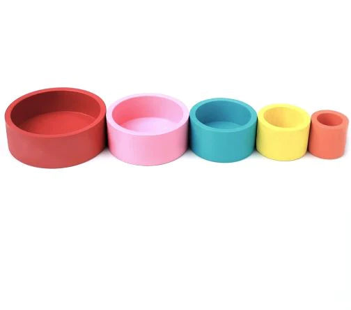 Colored Wooden Nesting Bowls Toy