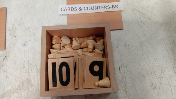 Kidken Montessori Cards and Counter Learning Box: 10 number cards with 55 wooden counters for quantity-symbol pairing, ages 3 to 6