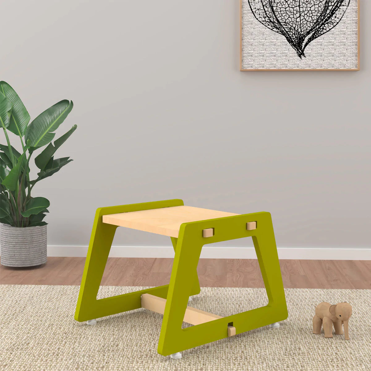 Buy Charcoal Chikku Multipurpose Wooden Stool - Green - Learning Furniture - SkilloToys.com