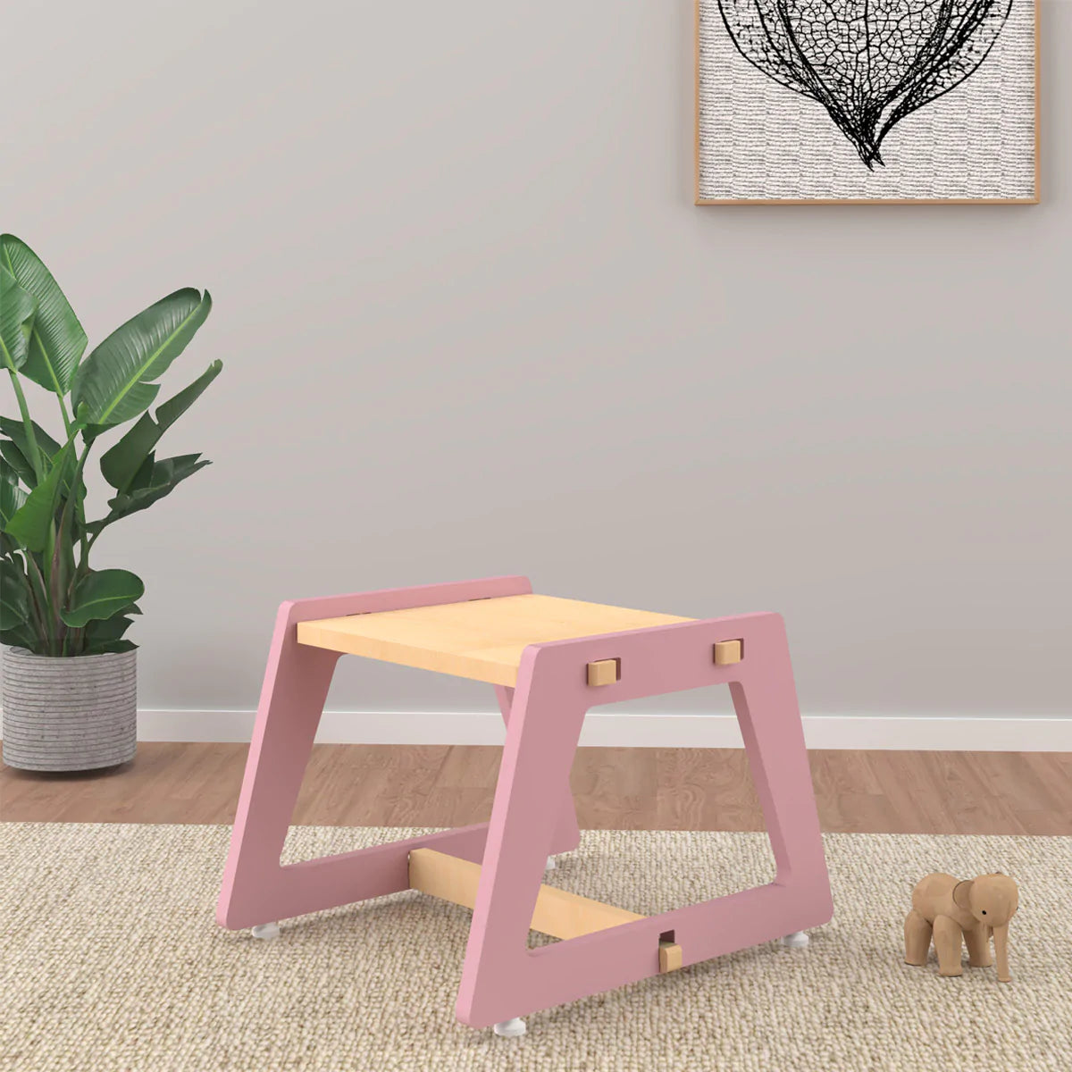 Buy Charcoal Chikku Multipurpose Wooden Stool - Pink - Learning Furniture - SkilloToys.com