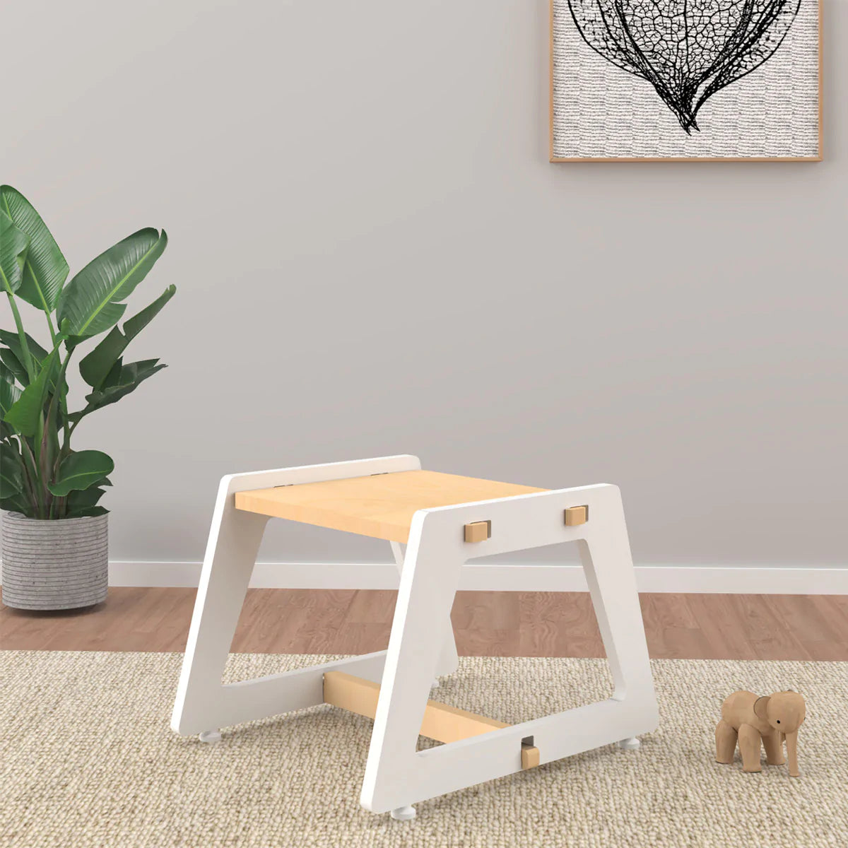 Buy Charcoal Chikku Multipurpose Wooden Stool - White - Learning Furniture - SkilloToys.com