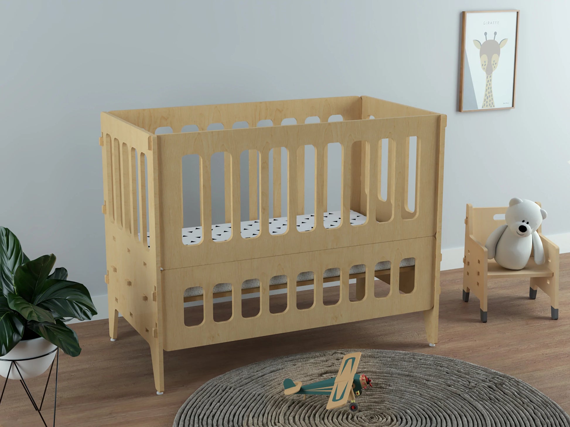 Buy Coral Coconut Wooden Baby Crib - Small - Strong Wood - SkilloToys.com