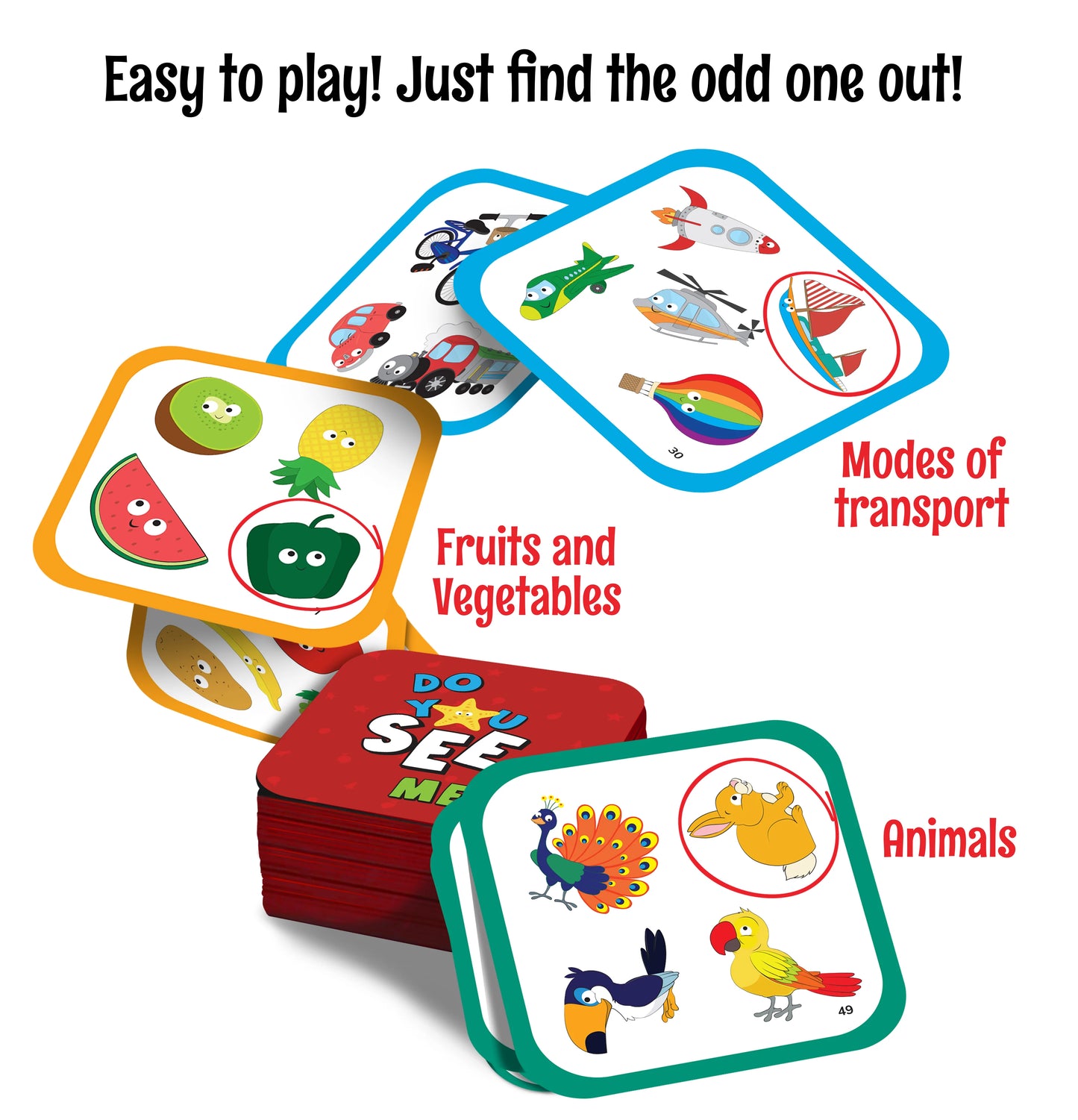 Buy Do You See Me - A Fun Odd One Out Flashcards Game -  Different Types of Flash Cards -  SkilloToys.com