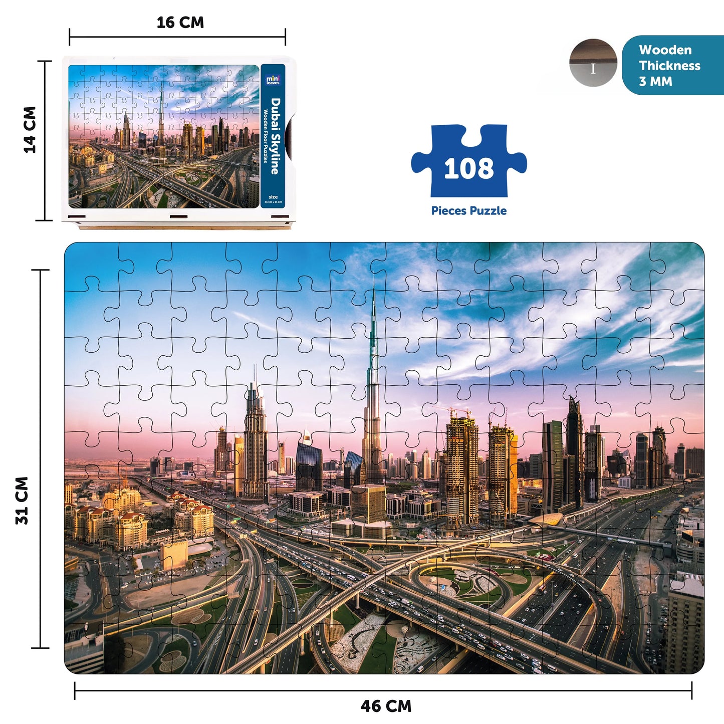 Buy Dubai Skyline Wooden Jigsaw Puzzle - SkilloToys.com