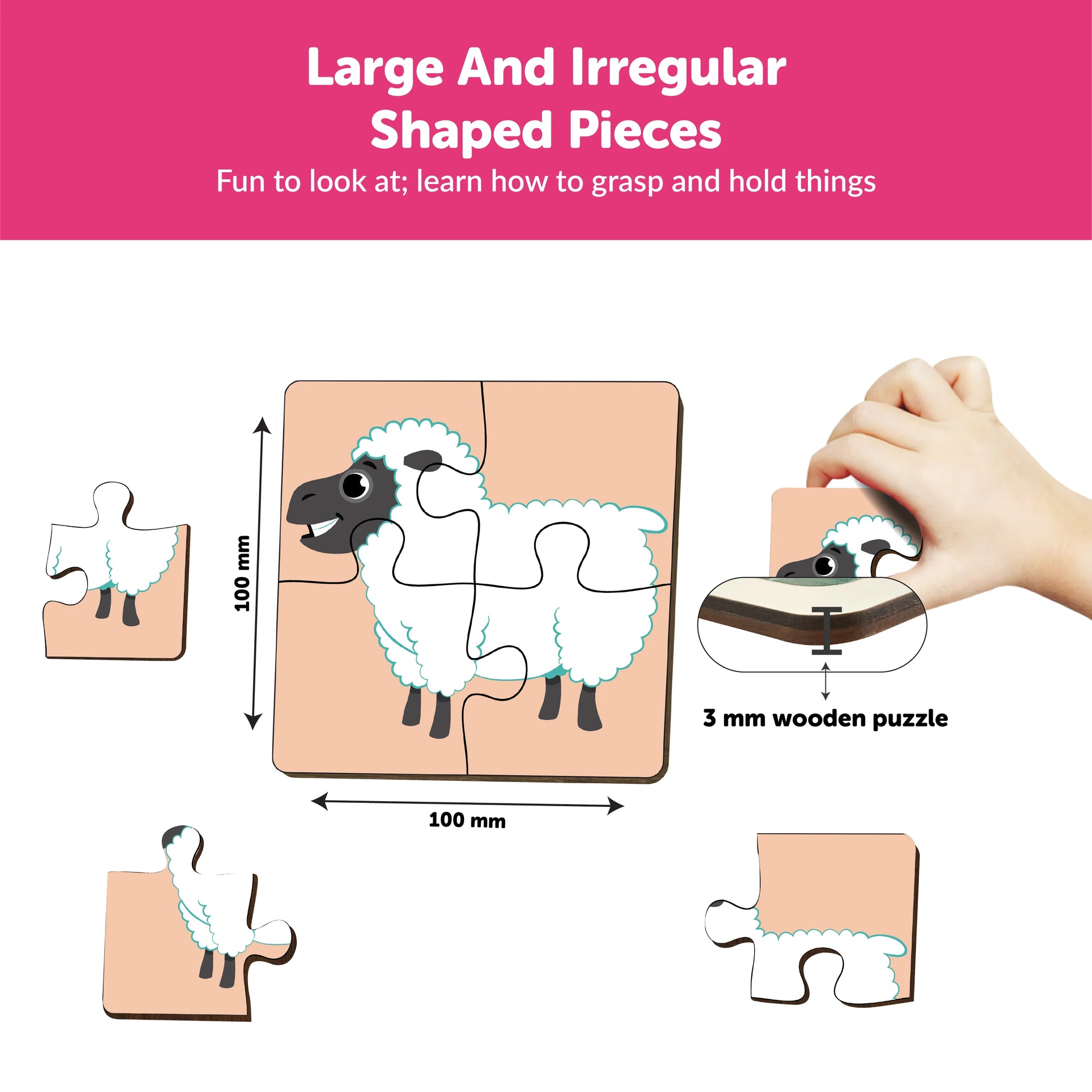 Buy Farm Animal Educational Wooden Puzzle Set - SkilloToys.com