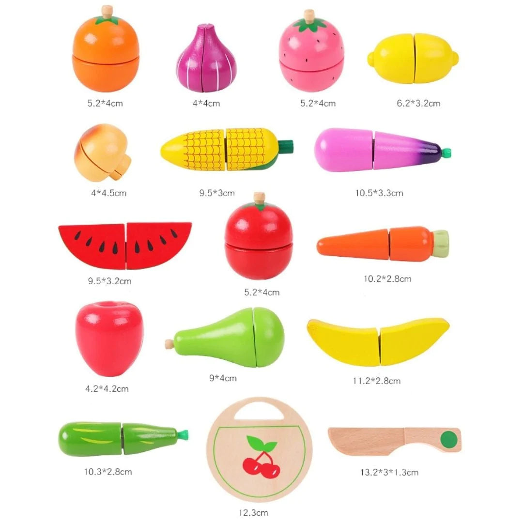 Buy Fruits & Vegetables Cut Wooden Set - Measurement - SkilloToys.com