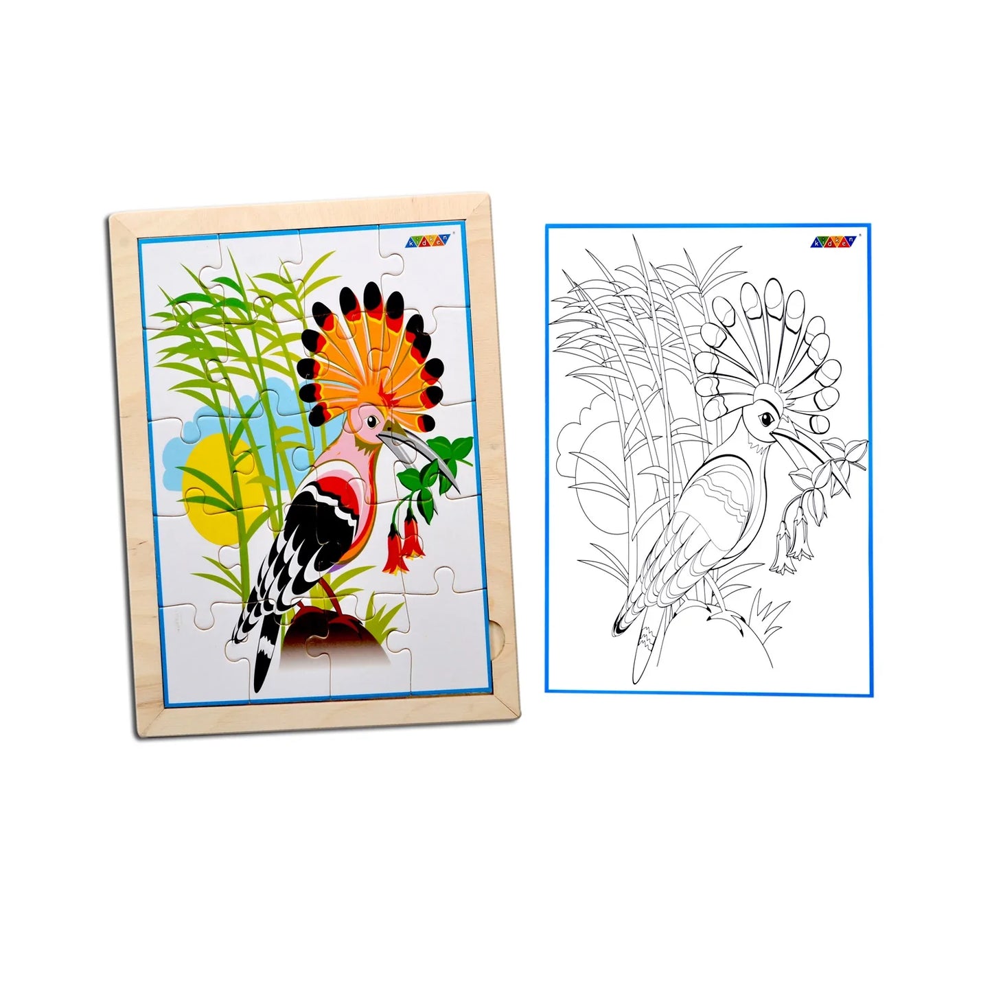 Bird Jigsaw Puzzle With Colouring Sheet