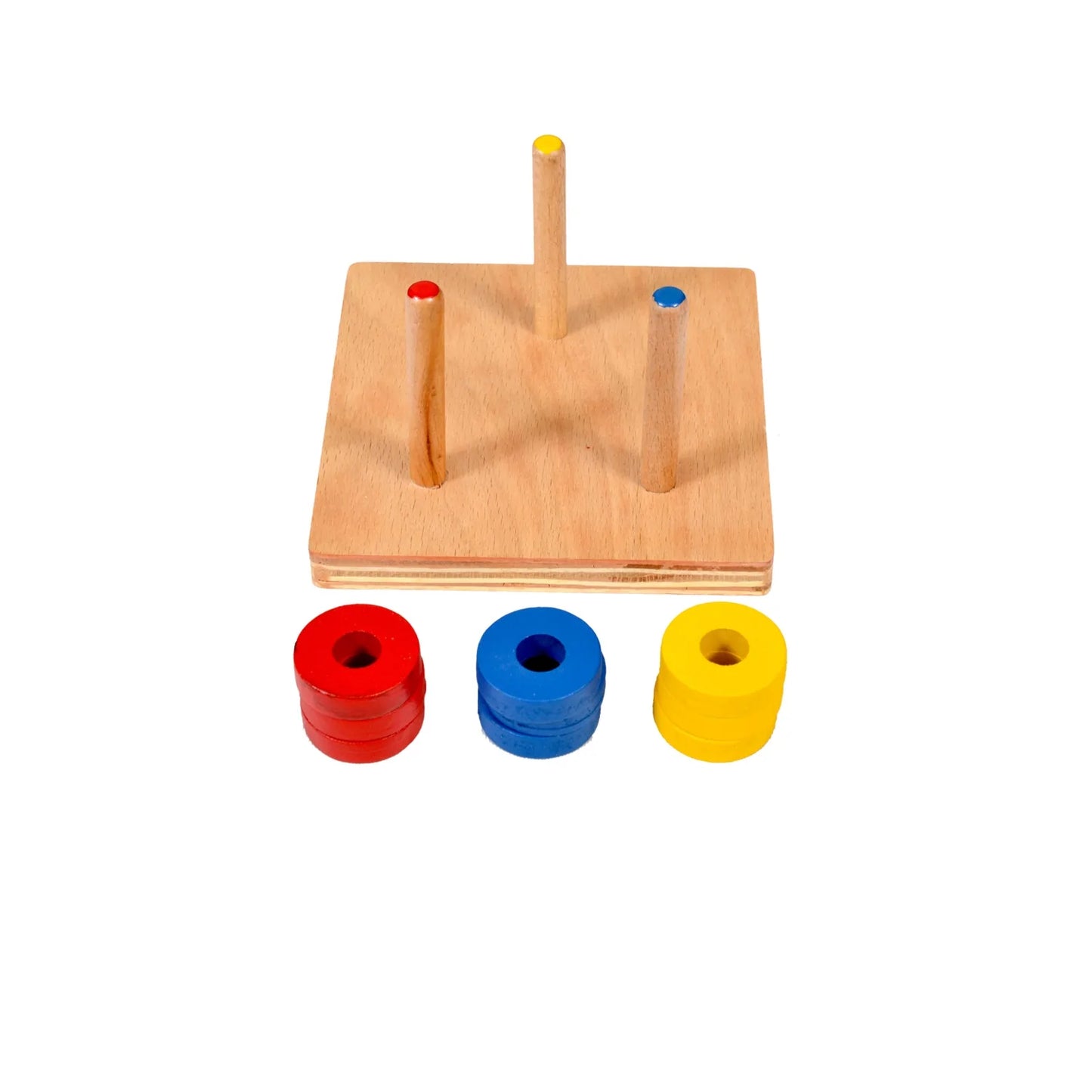 Colored Discs on 3 Dowels Stacker