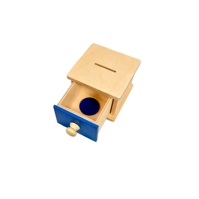 Kidken Montessori Infant Coin Box: wooden box with coin slot and wooden coins for refined fine motor and object permanence, ages 10 months to 3 years